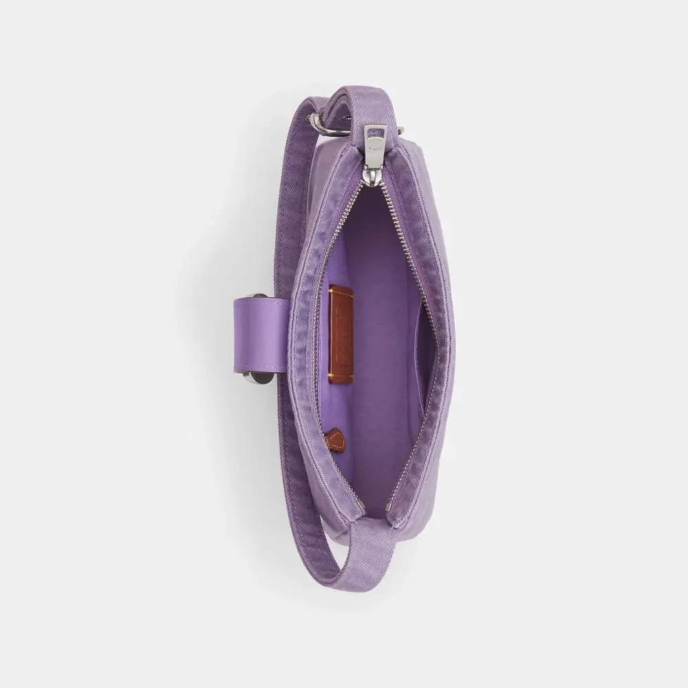 Coach Eliza Purple Denim/ Leather Shoulder Bag NWT - Picture 4 of 14